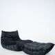 Togo set of chair and pouf in black shiny velvet