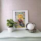 Vintage table lamp in silver ceramic shell 1990
