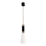 Opaline Glass and Chrome-Plated Brass Pendant by Stilnovo, Italy