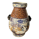 Vase en céramique polychromes en grès émaillé