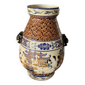 Polychrome ceramic vase in glazed stoneware