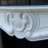 Louis XV style white Carrara marble fireplace circa 1980