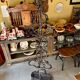 Coat rack with 6 hooks and cast iron brown umbrella stand.