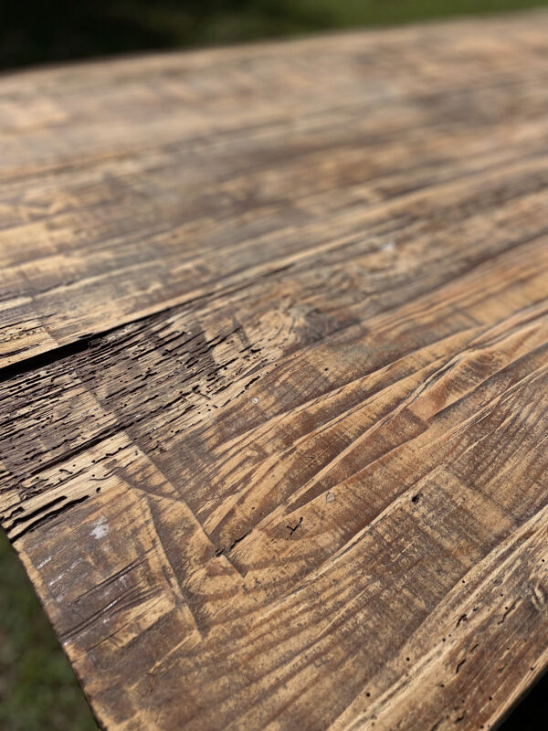 Grande table de vigneron ancienne en bois massif – 230 x 75 x 75 cm