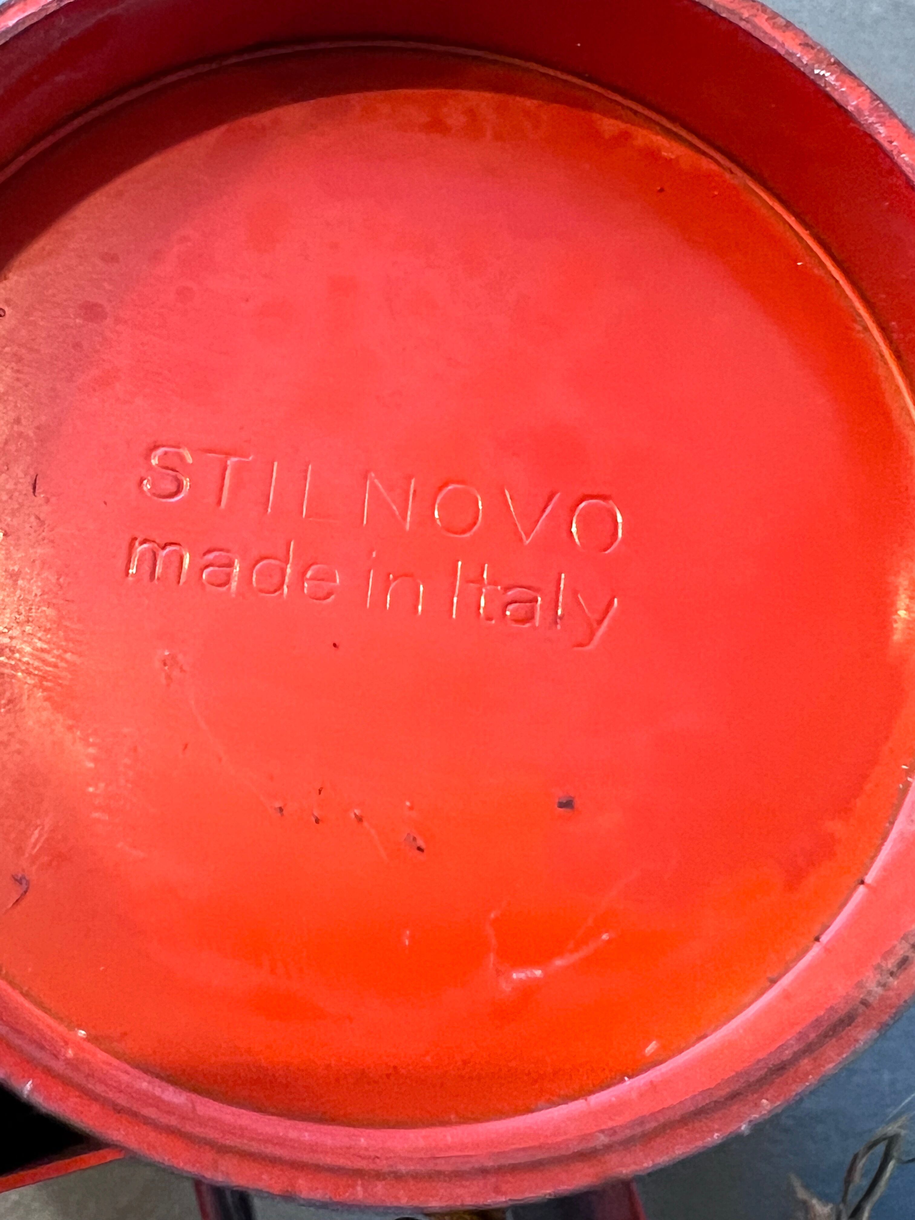 Set of 10 mid-century red and chrome wall lamps by Stilnovo, Italy 1970s