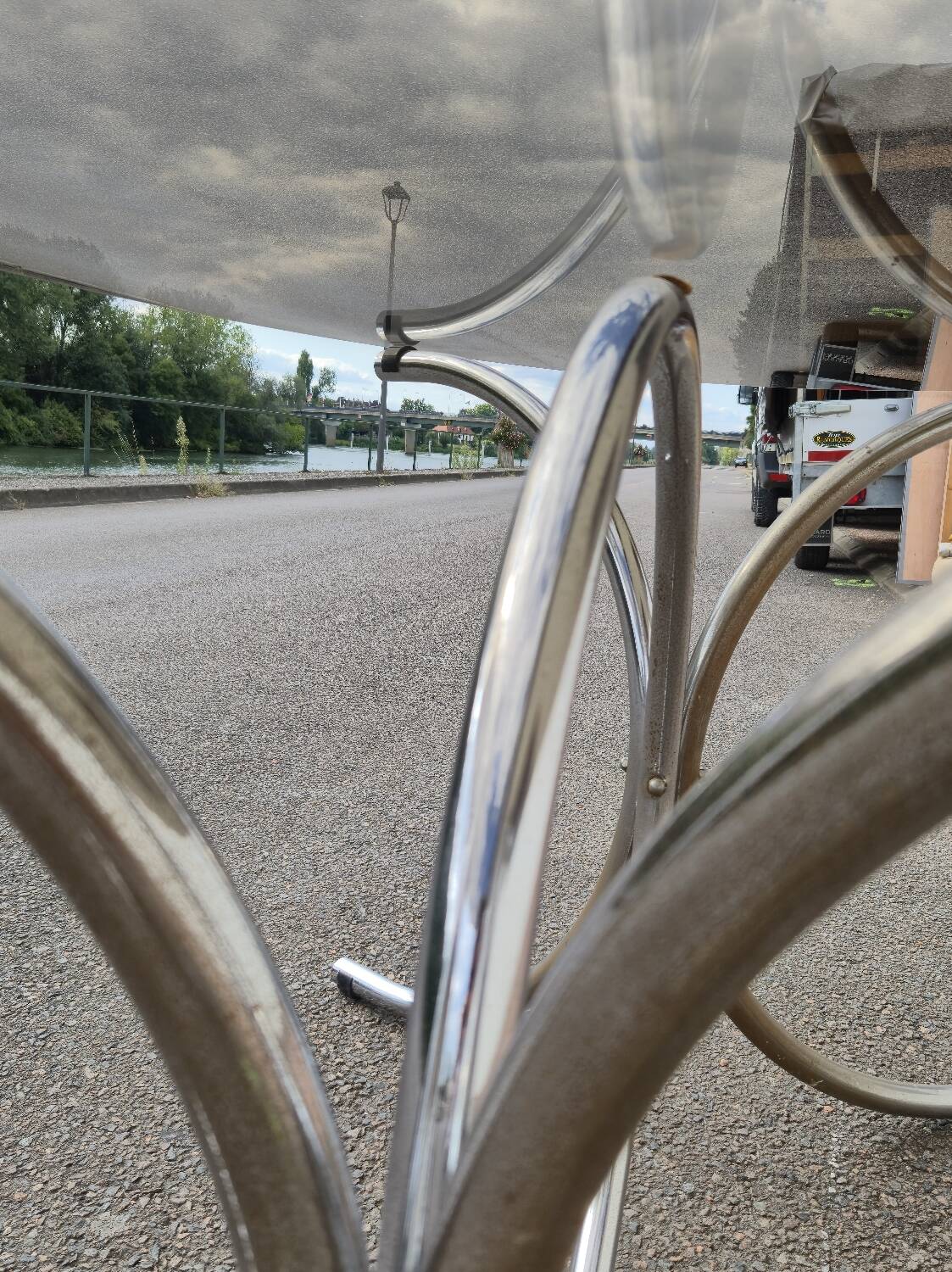 Vintage oval design table in smoked glass and chrome legs
