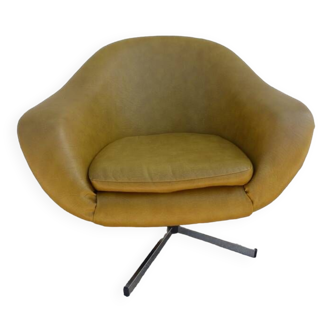 Vintage swivel armchair from the 70s in imitation leather