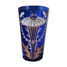 Art Nouveau enamelled blue glass cup