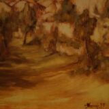 Italian signed painting country view dated 1977