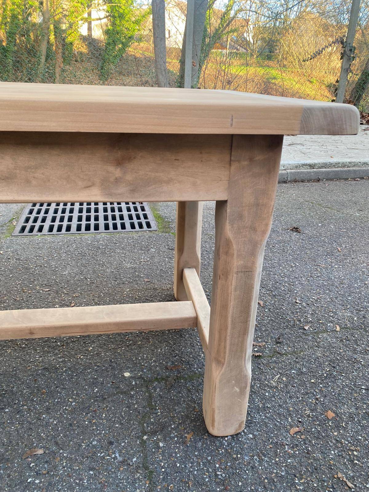 Renovated 20th-century farmhouse dining table with drawer, 200cm.