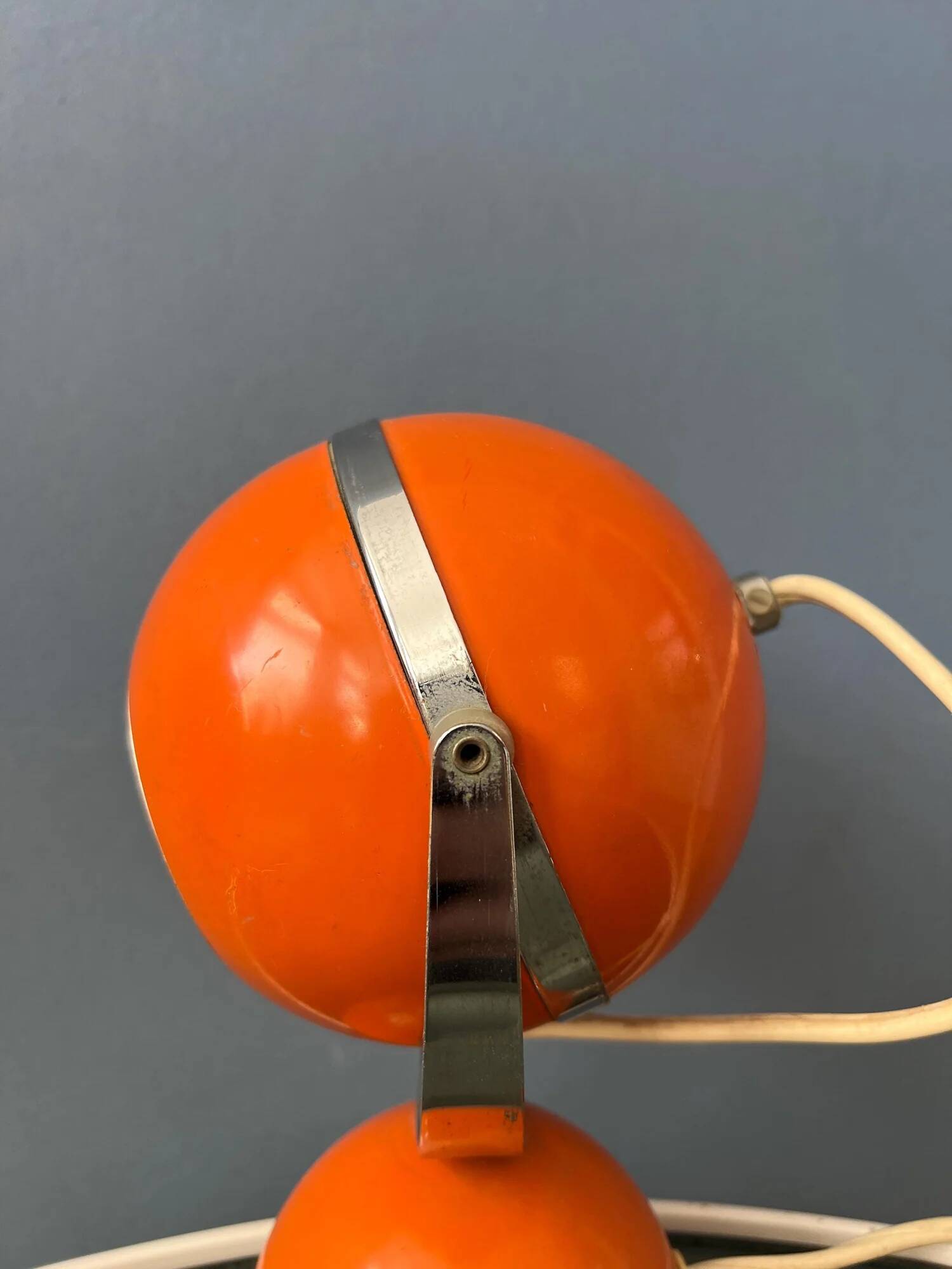 Orange mid-century space age eyeball table lamp