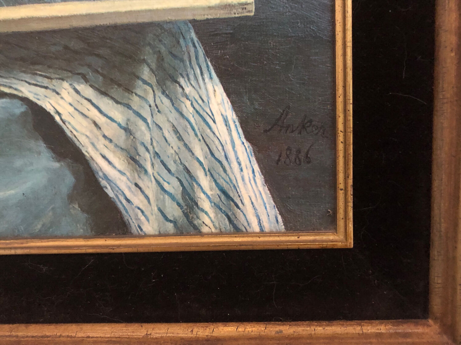 Portrait young girl reading repro worthy of Albert Anker