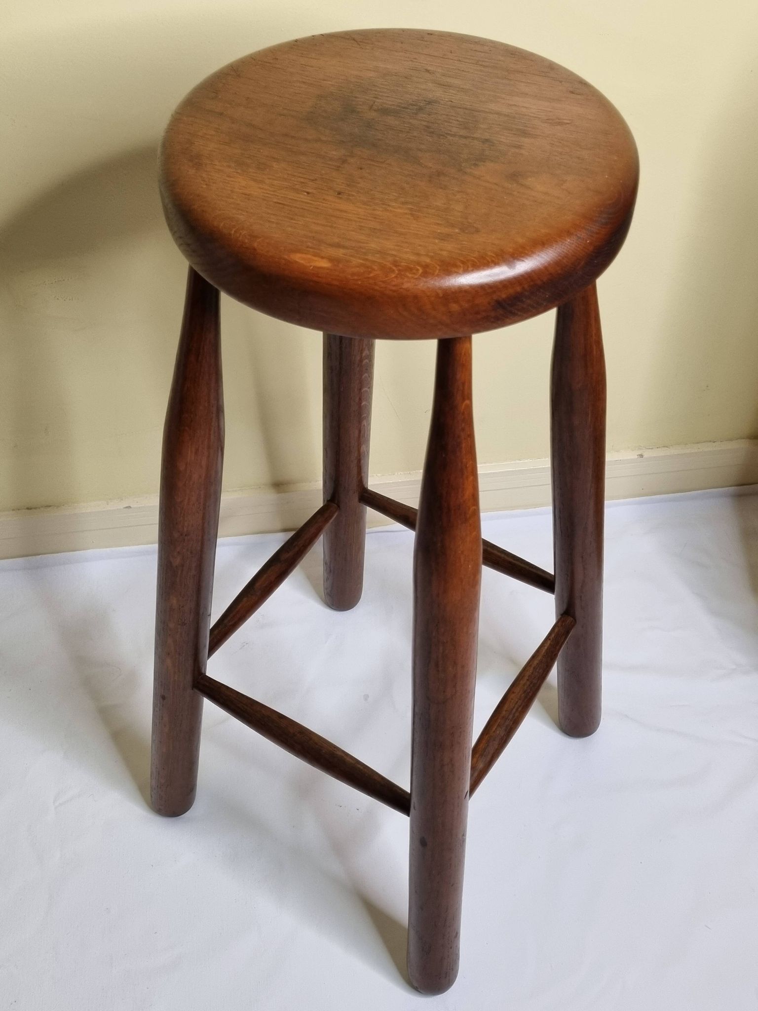 High wooden stool, designer, Scandinavian style, 1950s, 82 cm