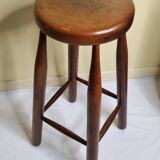 High stool in solid wood, Scandinavian style, 50s, 82 cm