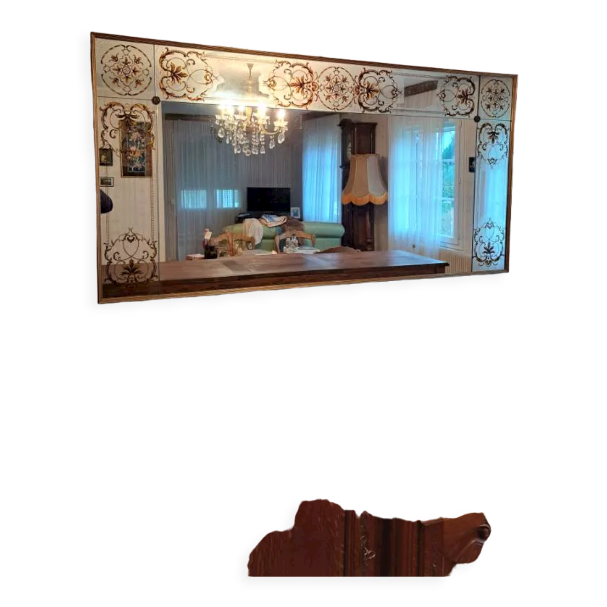 Bistro mirror - brasserie glass eglomisé, 202x102 cm