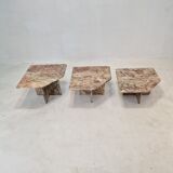 Set of 3 italian marble coffee or side tables, 1970s