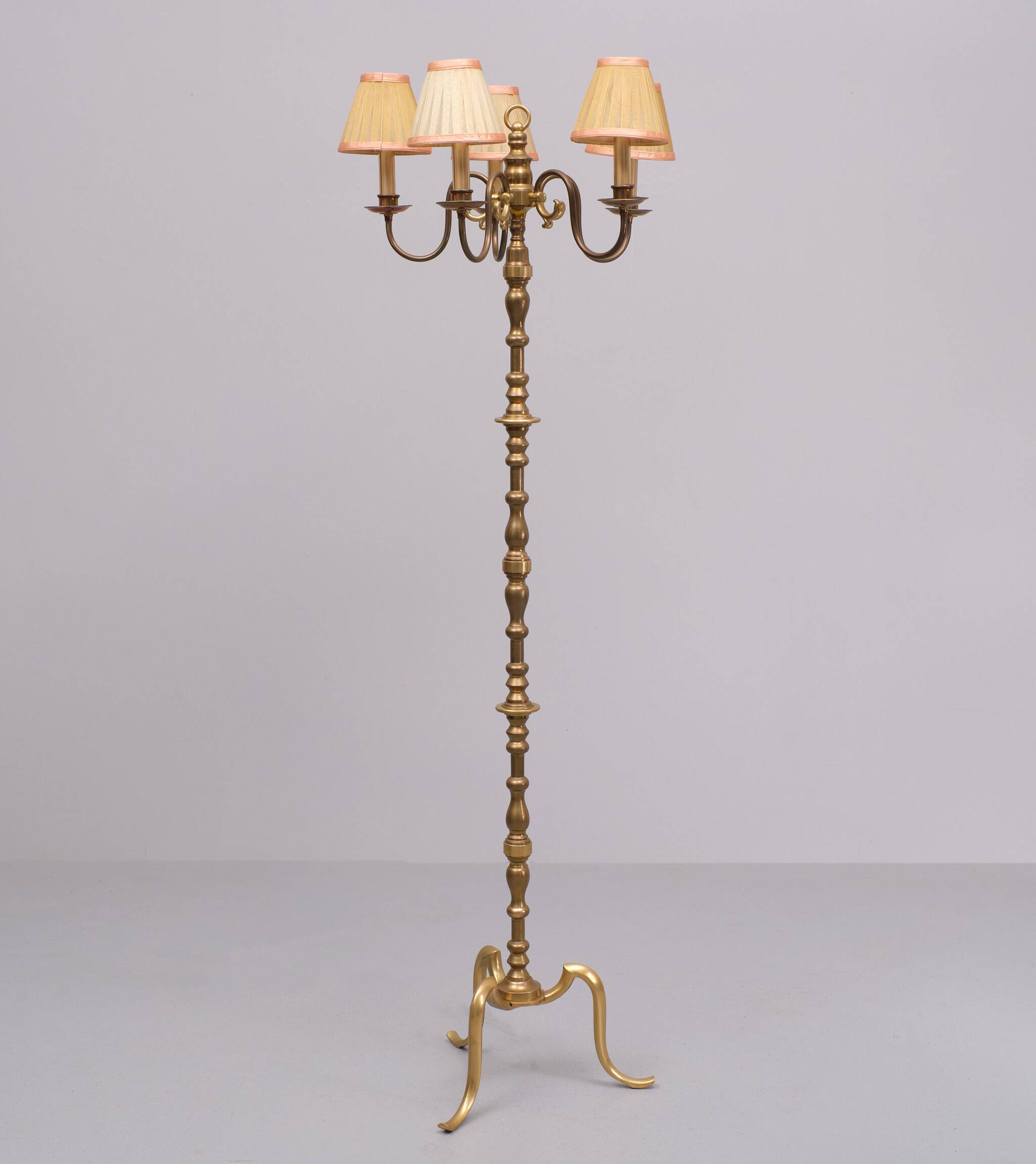 Lucien Gau style brass floor lamp 1960s france