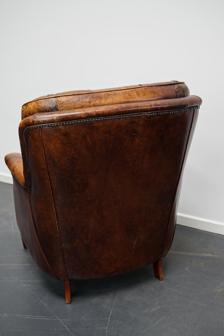 Fauteuil club vintage hollandais en cuir