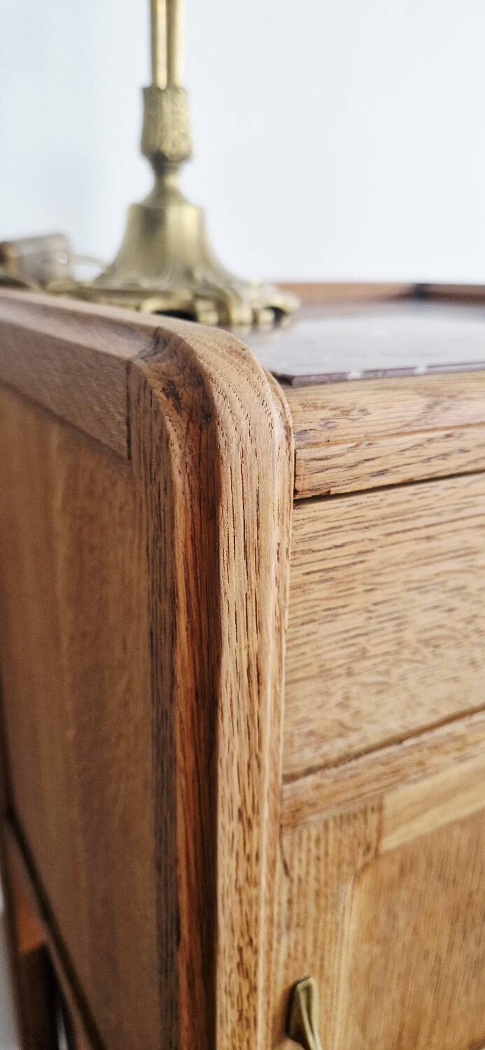 Art Deco style bedside table in solid oak, 1930s