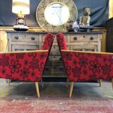 Pair of vintage armchairs dynamic design 60s/70s