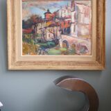 A village in the Tarn, oil on panel signed and dated 1944
