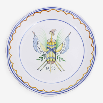 Revolutionary earthenware plate from Nevers