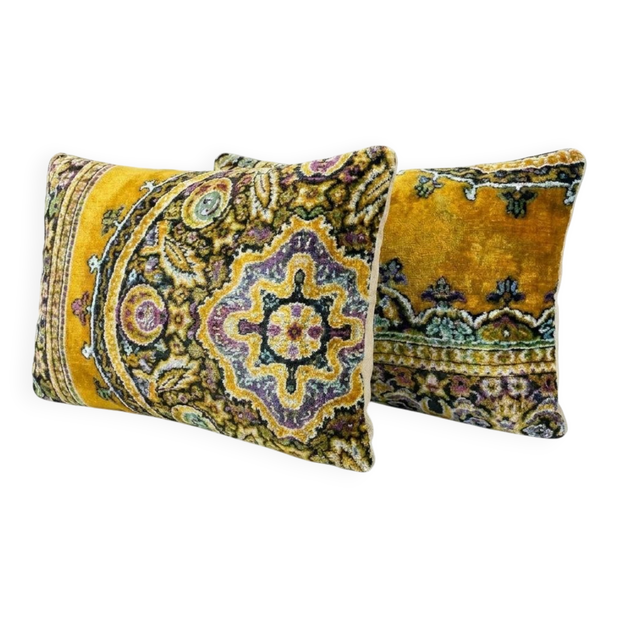 Set of 2 vintage velvet cushion covers 38x61 cm