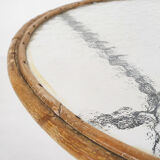 Rohe Noordwolde round glass and rattan side table, The Netherlands 1950's