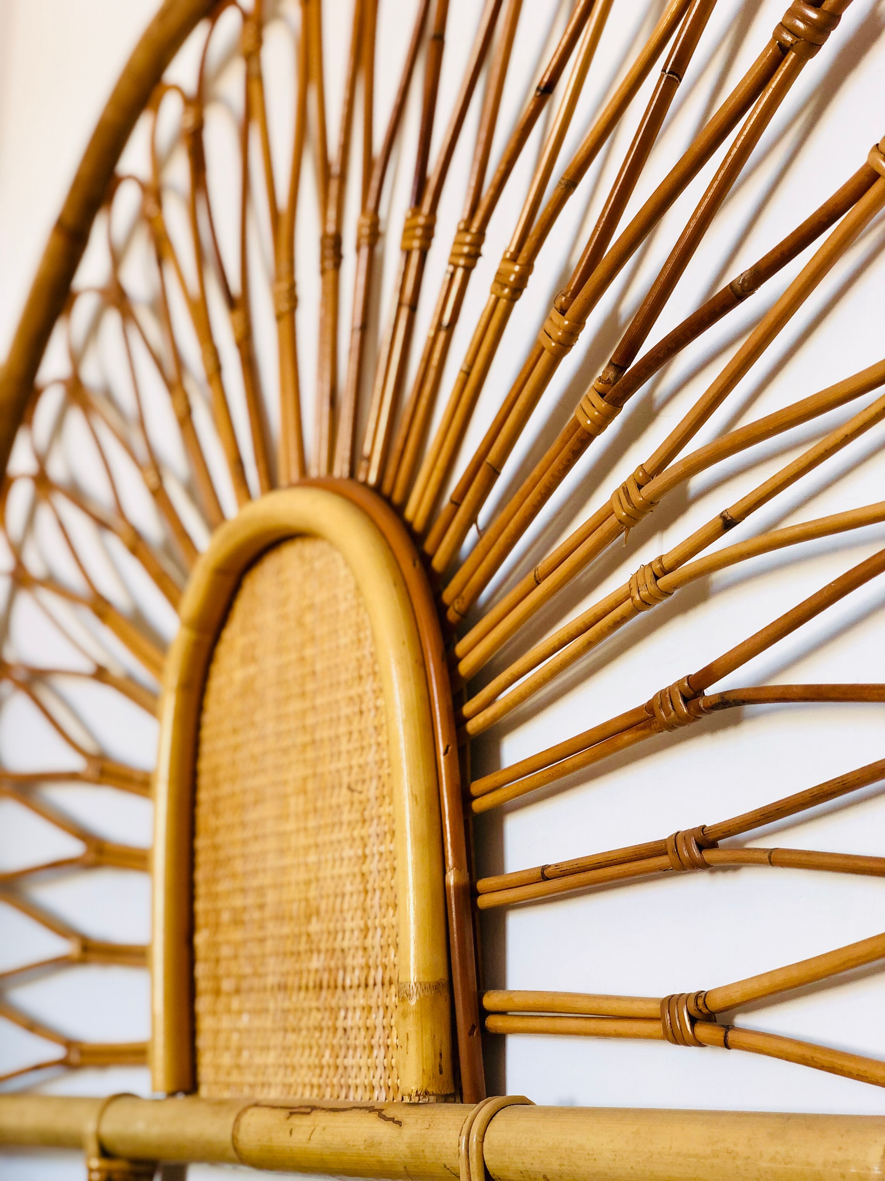 Rattan bed headboard - bamboo