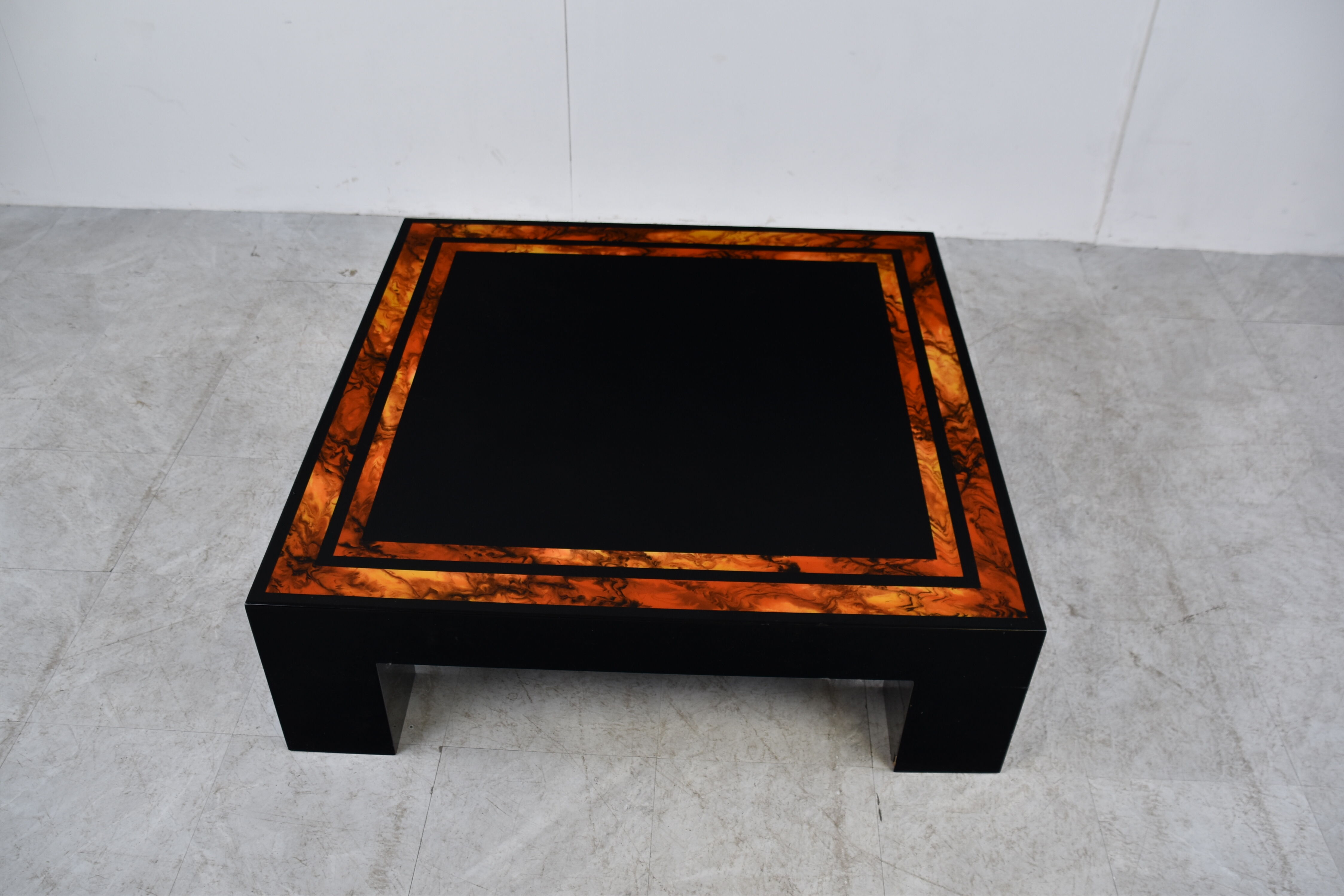 Vintage burl wooden coffee table, 1980s