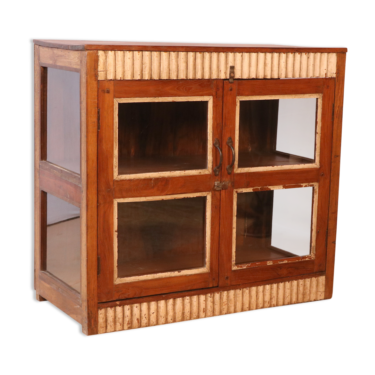 former Art Deco glazed sideboard in Burmese teak