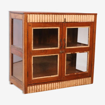 former Art Deco glazed sideboard in Burmese teak