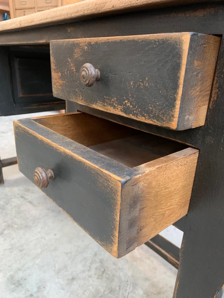 Black patina oak desk