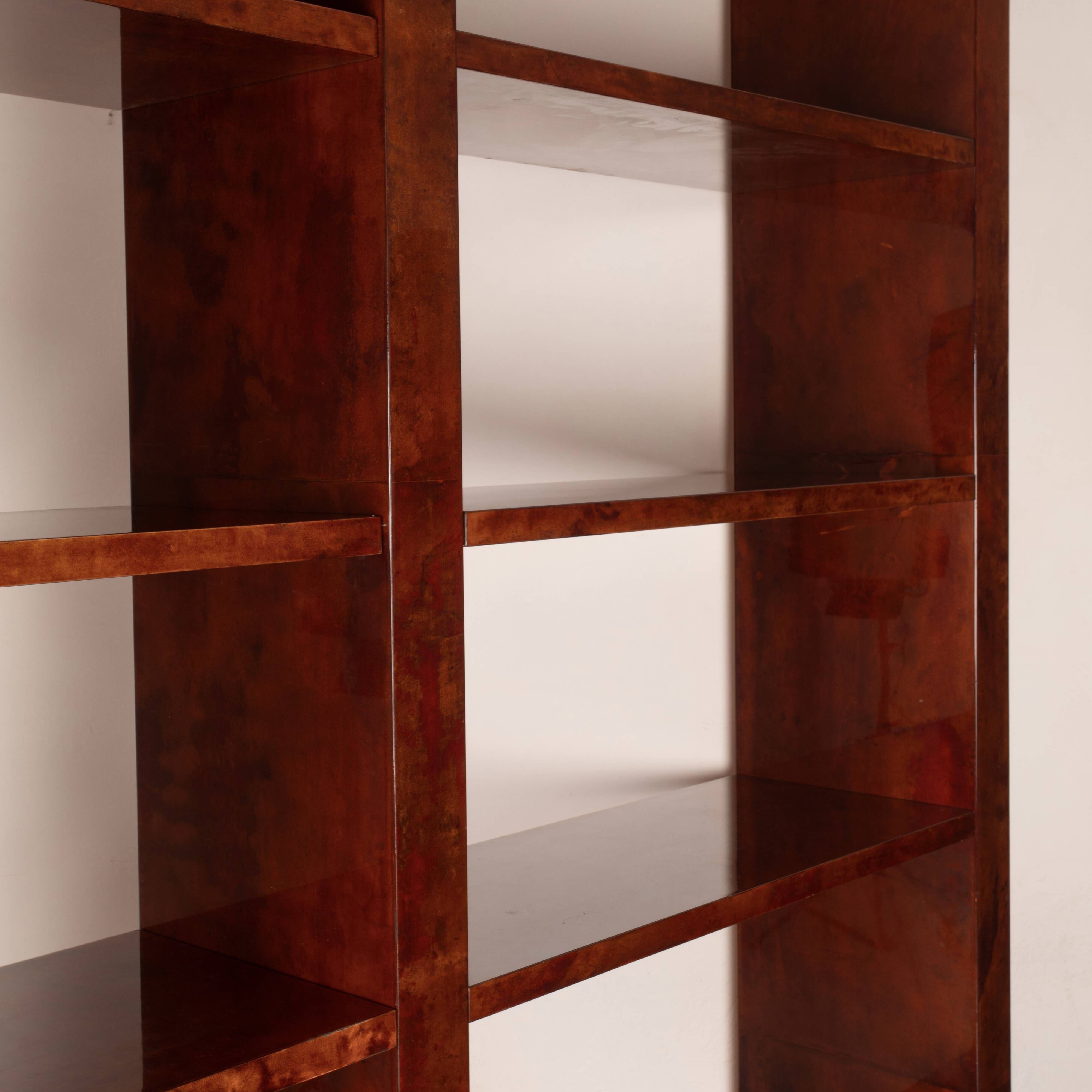Parchment bookcase by Aldo Tura for Tura Milano 1960
