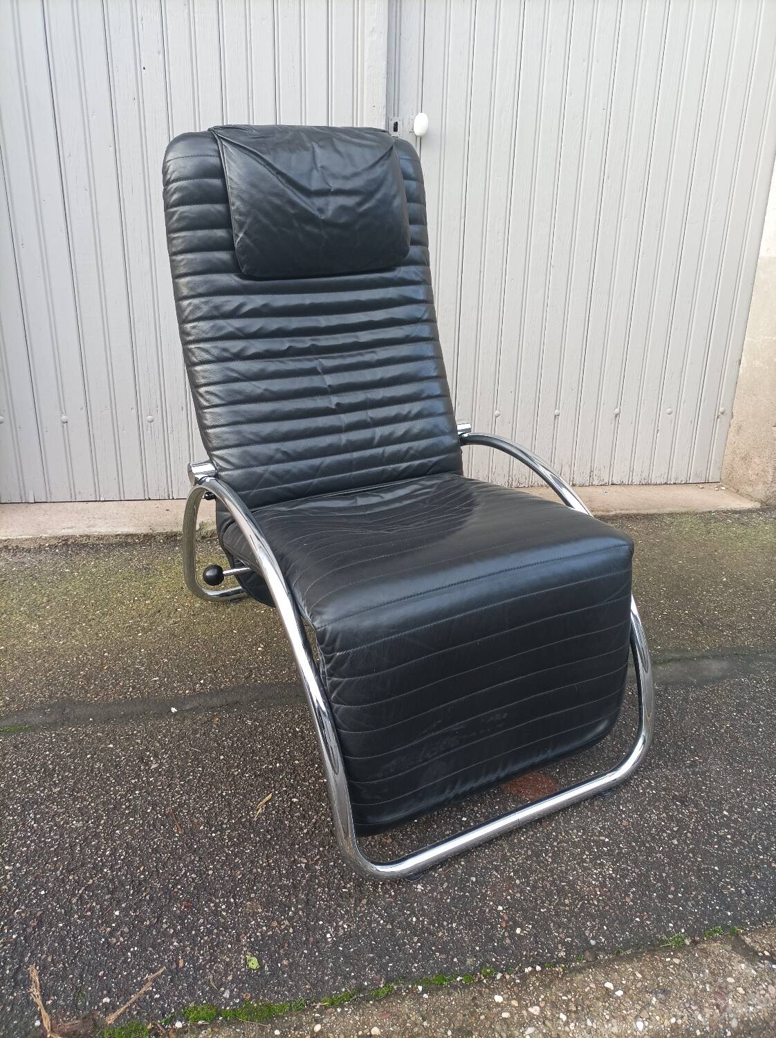 Vintage black leather armchair