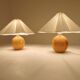 Sculptural modern table lamps from the mid-century in solid pine, Sweden, 1970s.