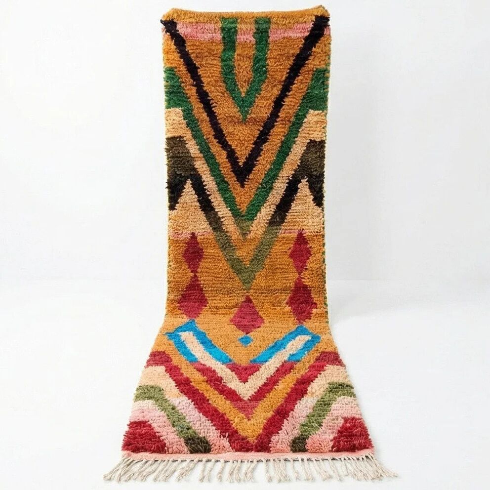 Bright red Berber hallway rug Boujad 75 x 280 cm