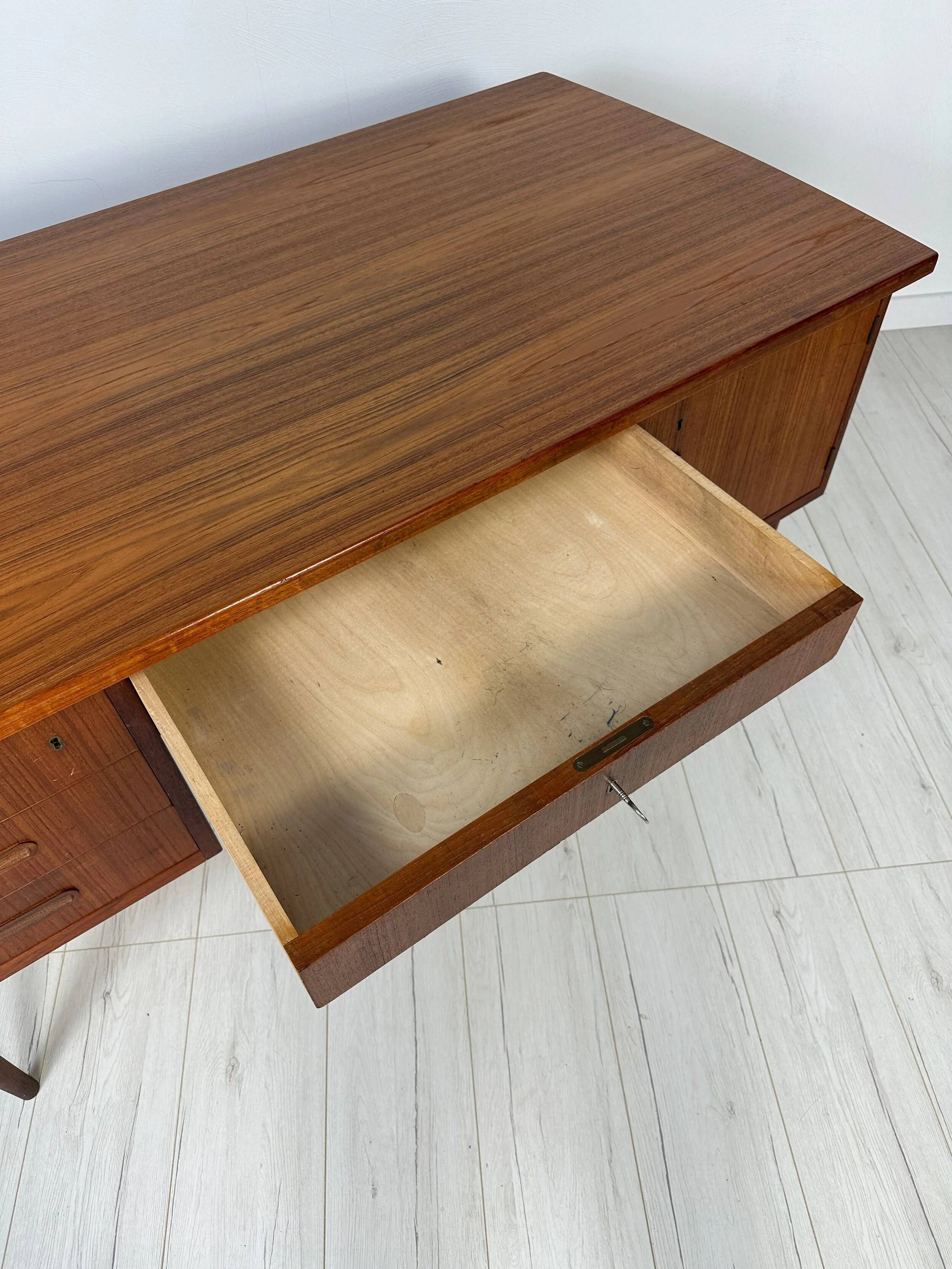 1960s Vintage Scandinavian Mid-Century Teak Writing Desk