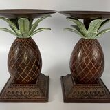 Pair of vintage bronze pineapple candlesticks
