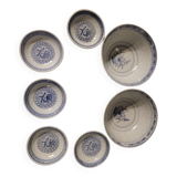 Set of 7 vintage Chinese dragon rice bowls.