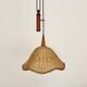 Adjustable Wicker and Teak Pendant Lamp