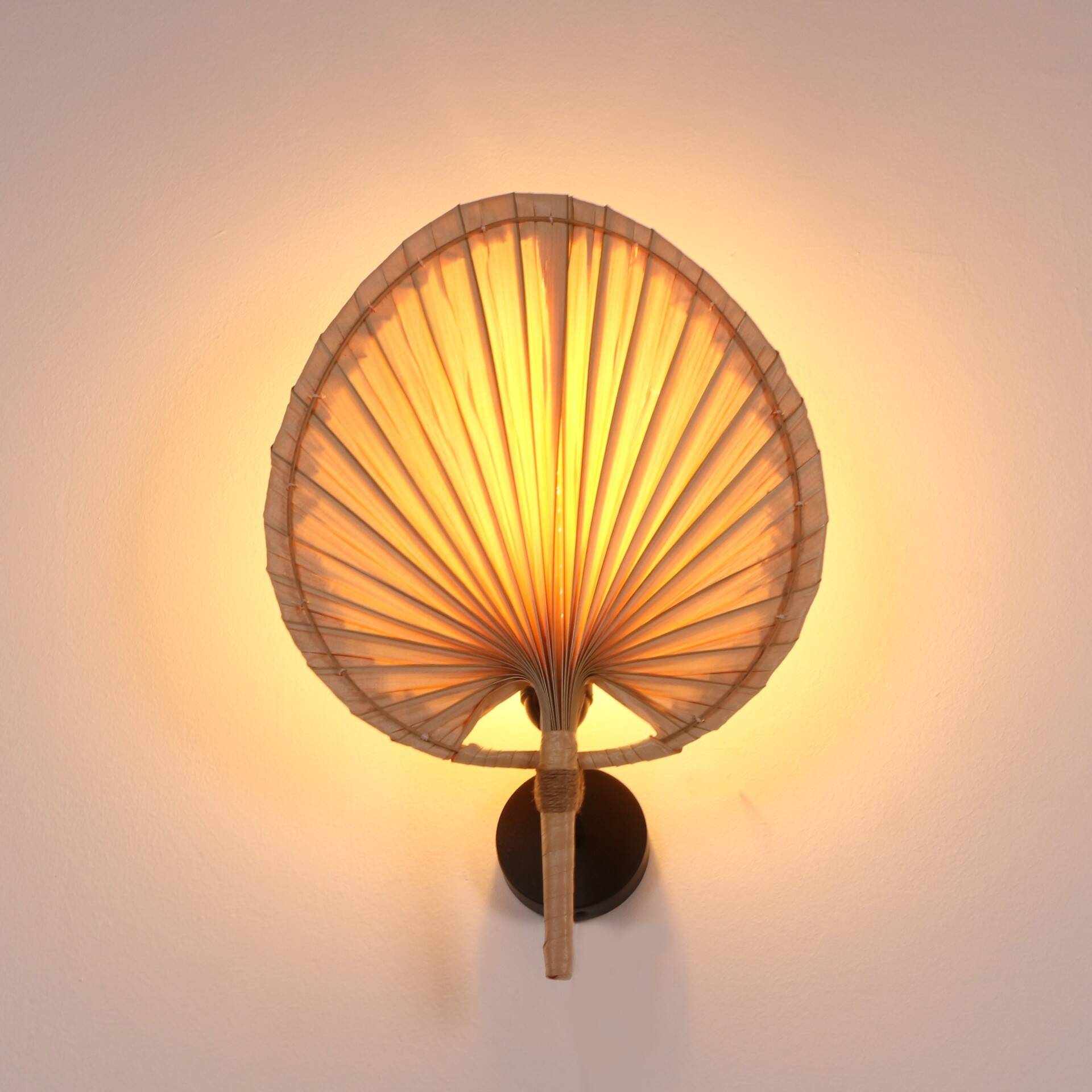 Palm Rattan Wall Sconce Lamp, 30x44Cm