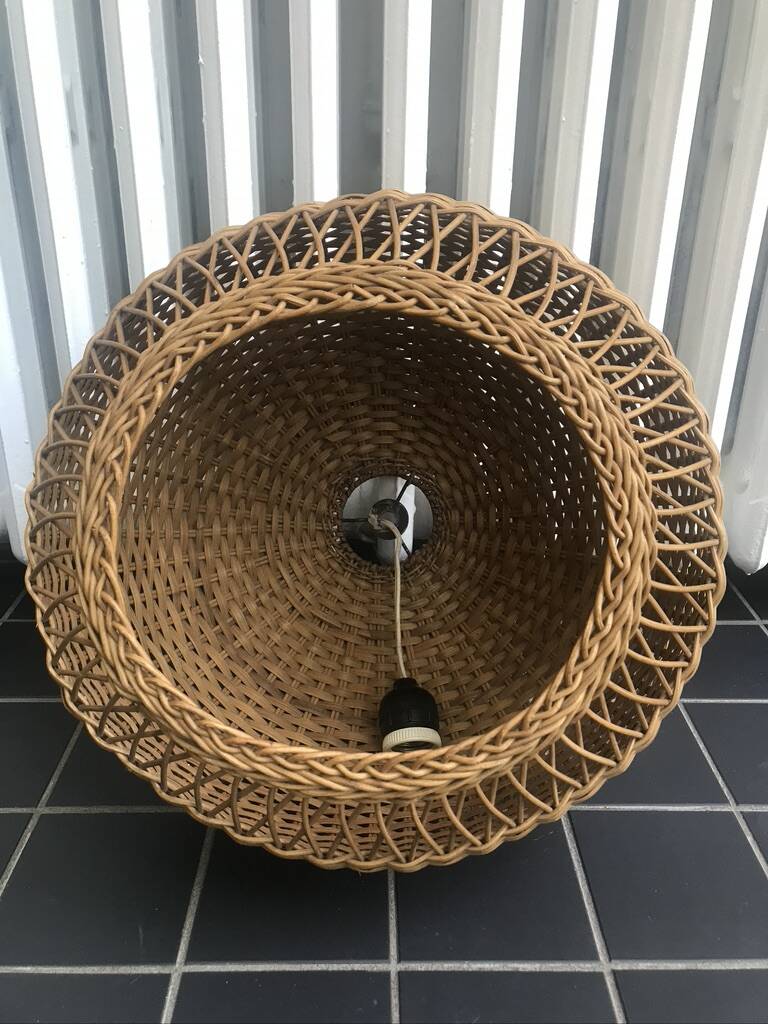 Rattan chandelier suspension old vintage craftsmanship 1960