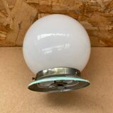 Old Ceiling Light Sconce Opaline Ball + Vintage Aluminum Support