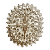 Antique Godinger silver plated metal trivet - peacock - made in Italy