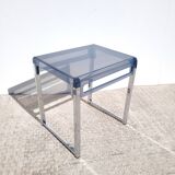 Bout de canapé plexiglas et chrome Space age