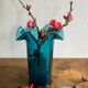 Vintage blue corolla vase glass Italy Murano style