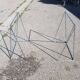 Vintage steel wire desk with chrome trestles and smoked glass top
