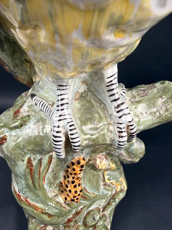 Delft, important polychrome faience parrot marked apk