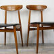 Set of 4 chairs 60s in teak and black leatherette